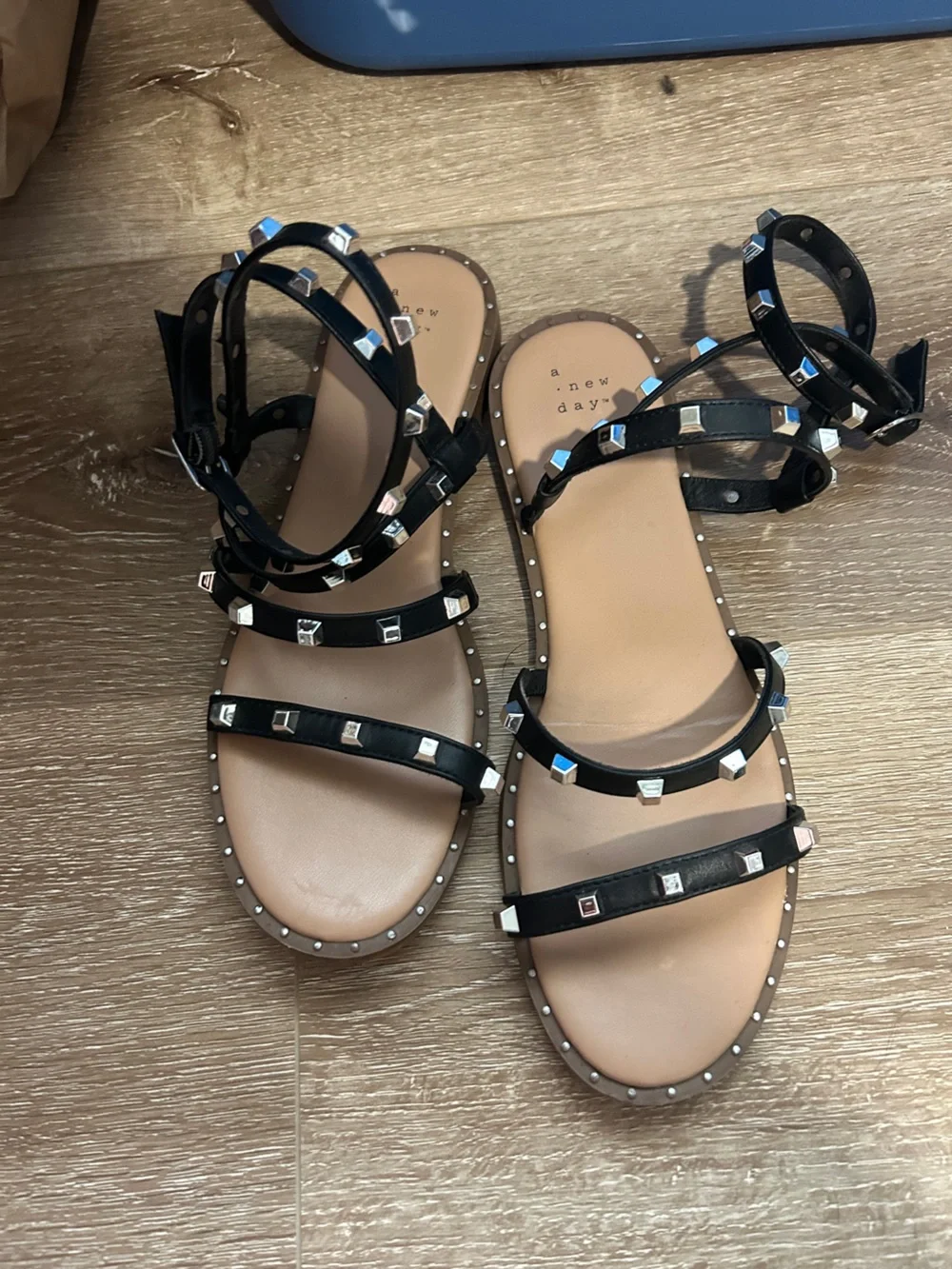 a new day Black Studded Strappy Sandals